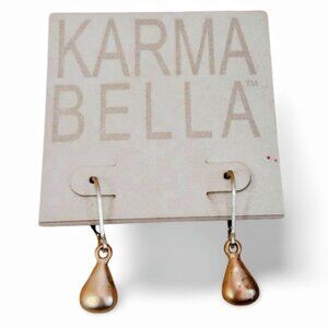 Demure Karma Bella Drop Silver Tone Teardrop Pear Charm 1" Dangle Earrings JW152